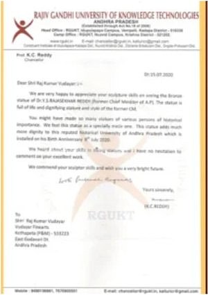 Appreciation letter from RGUKT