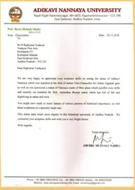 Appreciation letter from Adikavi Nannaya University