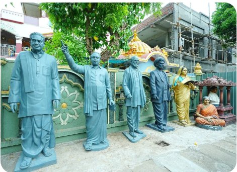 Blue-green memorial statues